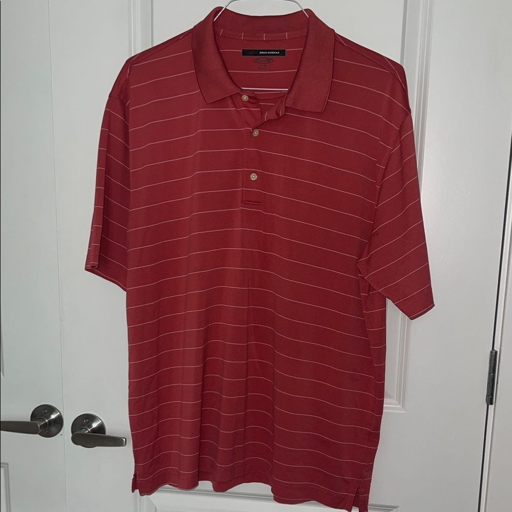 Greg Norman Collection Striped Red Polo Shirt